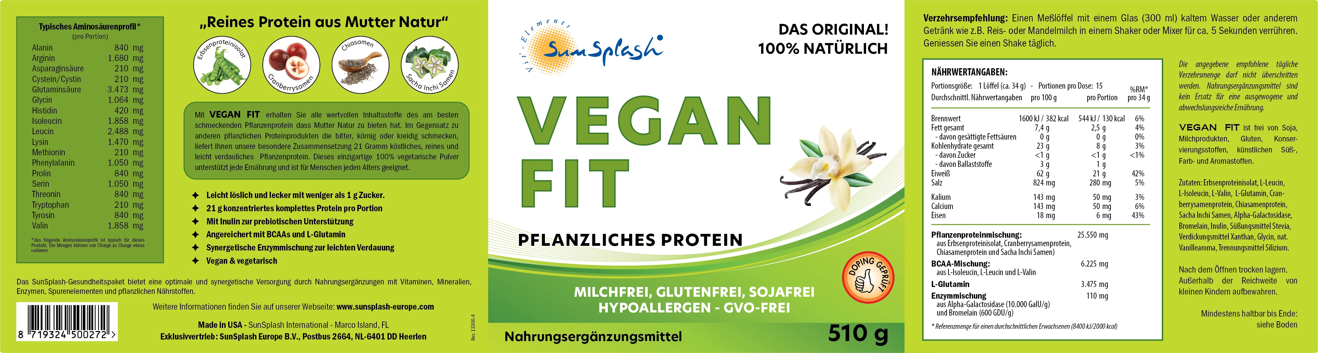 Vegan Fit - Vaniglia (frullato proteico)